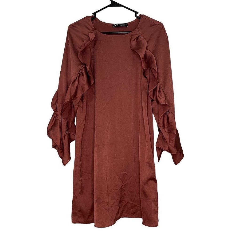 ZARA Maroon Long Sleeve Dress Size XS